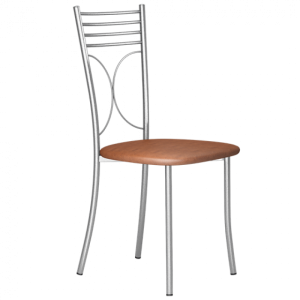 металлический стул с коричневым мягким сиденьем