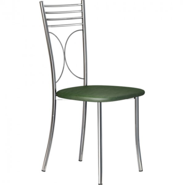 металлический стул с зеленым сиденьем