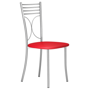 стул металлический с красным сиденьем из кожзама