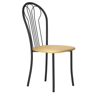 металлический черный стул с бежевым сидением