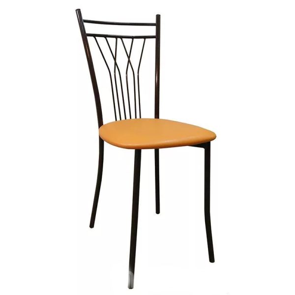черный металлический стул с оранжевым сидением