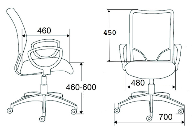 офисный стул с размерами